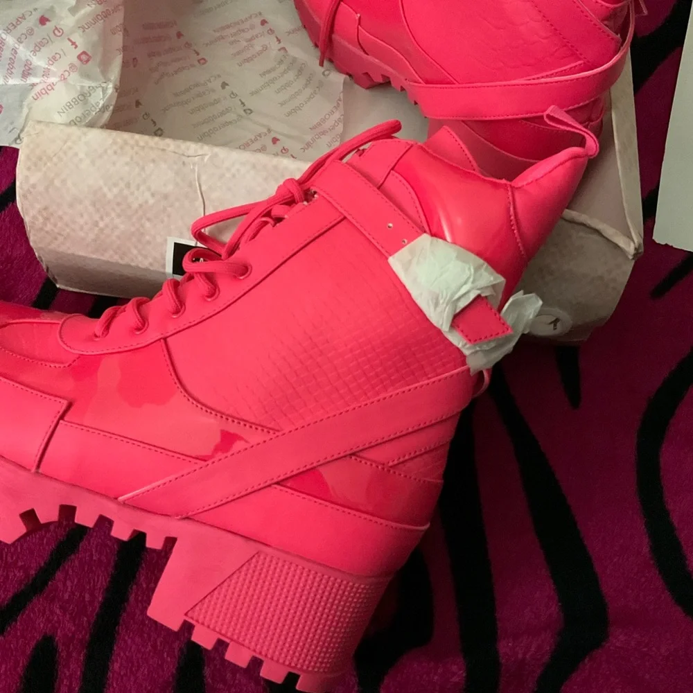 Vibrant Pink Women's Boots - Picture 2 of 13